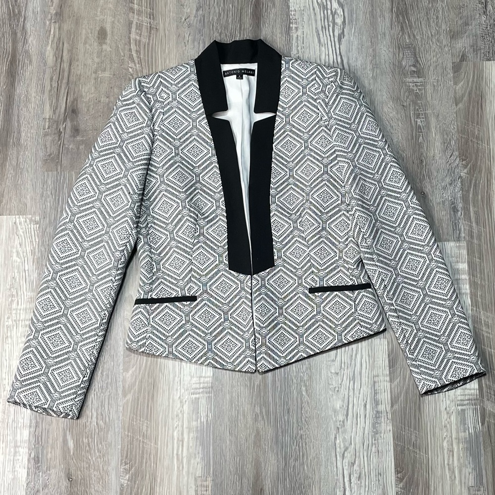 Antonio Melani Black & White Blazer Jacket Size 4